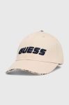 Бавовняна бейсболка Guess колір бежевий з аплікацією