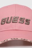 Бавовняна бейсболка Guess колір рожевий з аплікацією (3489288)