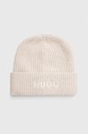 Шапка з домішкою вовни HUGO колір бежевий (3559536)