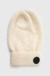 Вовняна шапка MMC STUDIO колір бежевий з товстого трикотажу вовна (3511647)