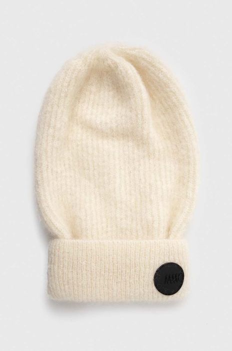 Вовняна шапка MMC STUDIO колір бежевий з товстого трикотажу вовна (3511647)