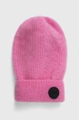Вовняна шапка MMC STUDIO колір рожевий з товстого трикотажу вовна