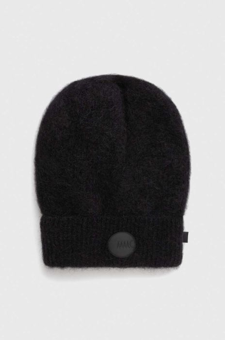 Вовняна шапка MMC STUDIO колір чорний з товстого трикотажу вовна