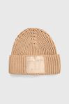 Вовняна шапка Patrizia Pepe колір бежевий з товстого трикотажу вовна