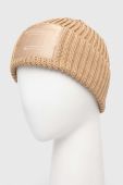 Вовняна шапка Patrizia Pepe колір бежевий з товстого трикотажу вовна