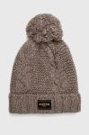 Шапка з домішкою вовни Superdry колір бежевий з товстого трикотажу (3678580)
