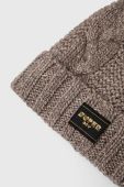 Шапка з домішкою вовни Superdry колір бежевий з товстого трикотажу (3678580)