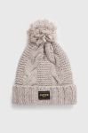 Шапка з домішкою вовни Superdry колір бежевий з товстого трикотажу (3678581)