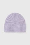 Шапка з домішкою вовни Superdry колір фіолетовий з товстого трикотажу