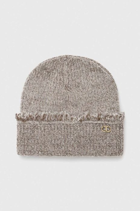 Шапка з домішкою вовни Twinset колір сірий