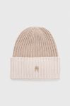 Шапка з домішкою вовни Tommy Hilfiger колір бежевий з товстого трикотажу (3605448)