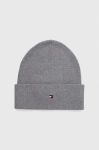 Шапка з домішкою кашеміру Tommy Hilfiger колір сірий з тонкого трикотажу