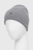 Шапка з домішкою кашеміру Tommy Hilfiger колір сірий з тонкого трикотажу