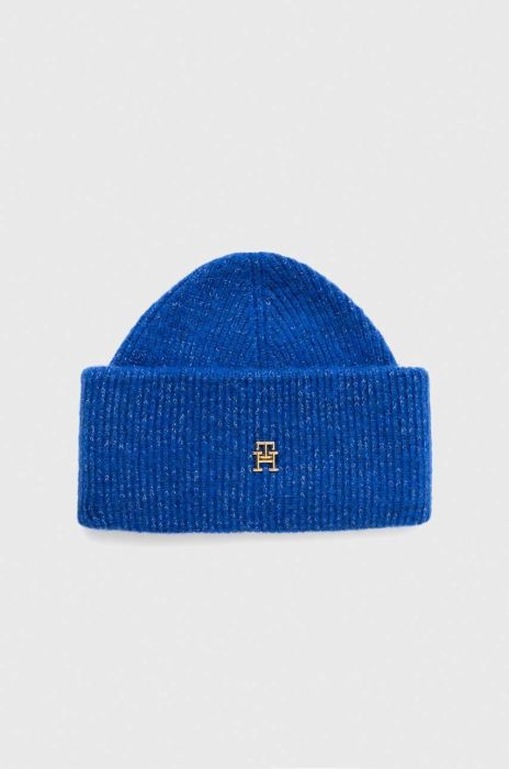 Шапка з домішкою вовни Tommy Hilfiger колір блакитний (3605456)