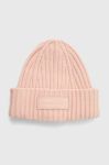 Шапка з домішкою вовни Tommy Hilfiger колір рожевий з товстого трикотажу