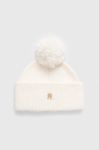 Шапка з домішкою вовни Tommy Hilfiger колір бежевий з товстого трикотажу (3605464)