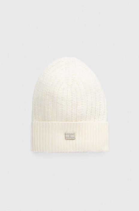 Шапка з домішкою вовни Tommy Jeans колір бежевий