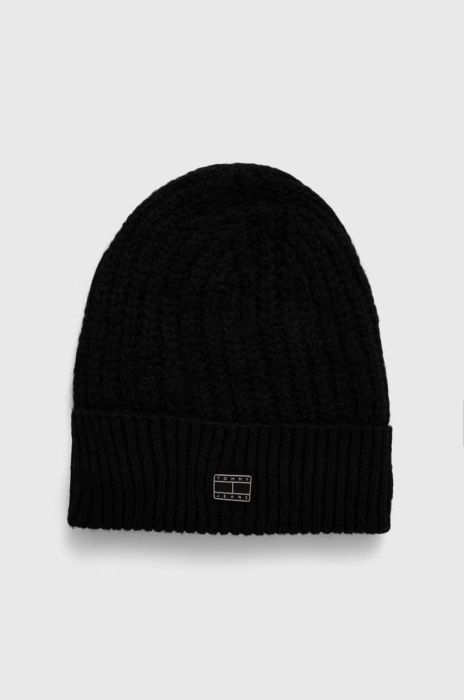 Шапка з домішкою вовни Tommy Jeans колір чорний