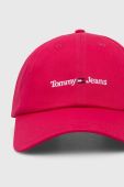 Бавовняна бейсболка Tommy Jeans колір рожевий однотонна