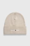 Шапка Tommy Jeans колір бежевий з товстого трикотажу