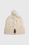 Вовняна шапка Polo Ralph Lauren колір бежевий з товстого трикотажу вовна (3625101)