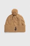 Вовняна шапка Polo Ralph Lauren колір бежевий з товстого трикотажу вовна (3625100)