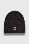 Вовняна шапка Karl Lagerfeld колір чорний вовна
