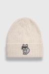 Вовняна шапка Karl Lagerfeld колір бежевий з тонкого трикотажу вовна (3550222)