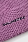 Шапка з домішкою кашеміру Karl Lagerfeld колір фіолетовий з тонкого трикотажу