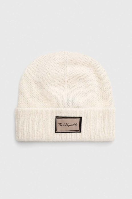 Вовняна шапка Karl Lagerfeld колір бежевий з тонкого трикотажу вовна (3511669)