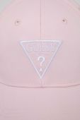 Дитяча бавовняна кепка Guess колір рожевий з аплікацією