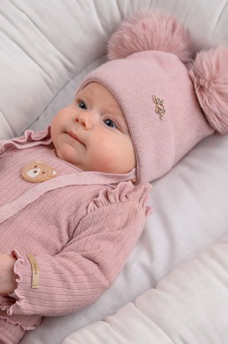 Дитяча шапка з домішкою вовни Jamiks CLAUDINE колір рожевий