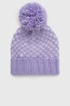 Дитяча шапка з домішкою вовни United Colors of Benetton колір фіолетовий з товстого трикотажу