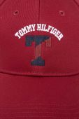Дитяча бавовняна кепка Tommy Hilfiger колір бордовий з аплікацією