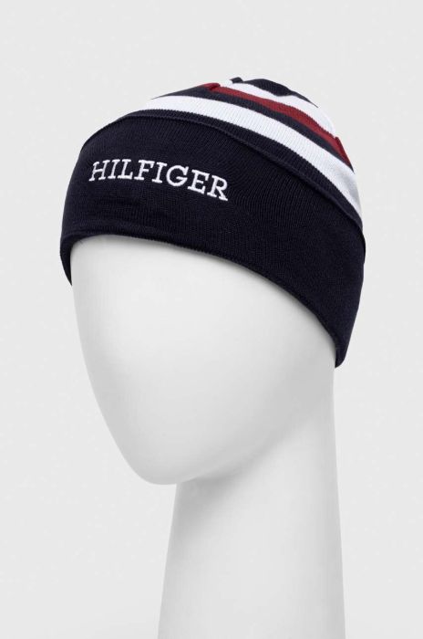 Бавовняна шапка Tommy Hilfiger колір синій з тонкого трикотажу з бавовни (3372639)