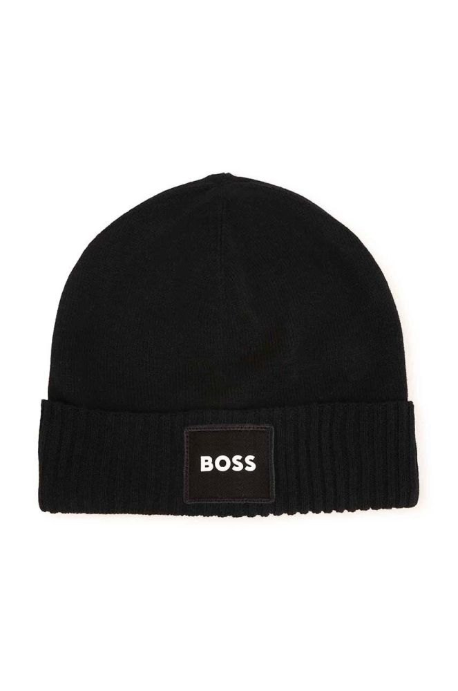 Дитяча шапка з домішкою вовни BOSS колір чорний (3445792)