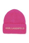 Дитяча шапка Karl Lagerfeld колір фіолетовий з товстого трикотажу