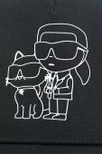 Дитяча бавовняна шапка Karl Lagerfeld колір чорний з принтом