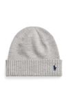 Дитяча вовняна шапка Polo Ralph Lauren колір сірий вовна