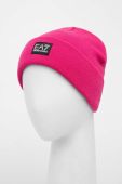 Дитяча шапка EA7 Emporio Armani колір рожевий з товстого трикотажу