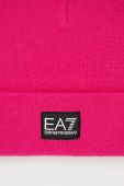Дитяча шапка EA7 Emporio Armani колір рожевий з товстого трикотажу