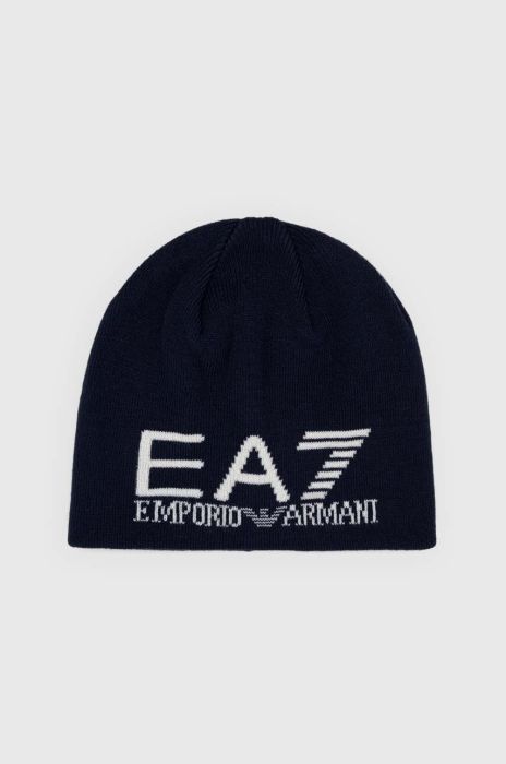 Шапка EA7 Emporio Armani колір синій з товстого трикотажу
