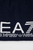 Шапка EA7 Emporio Armani колір синій з товстого трикотажу