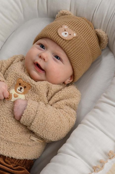 Дитяча шапка з домішкою вовни Jamiks MISSI колір коричневий