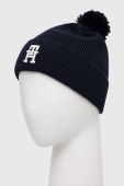 Дитяча шапка Tommy Hilfiger колір синій з товстого трикотажу