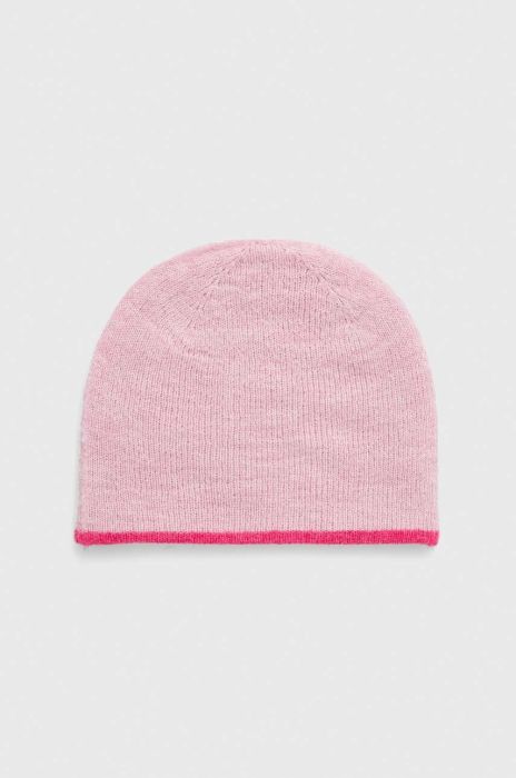Дитяча двостороння шапка United Colors of Benetton колір рожевий з тонкого трикотажу