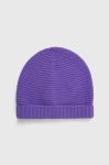 Дитяча вовняна шапка United Colors of Benetton колір фіолетовий з тонкого трикотажу вовна