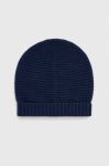 Дитяча вовняна шапка United Colors of Benetton колір синій з тонкого трикотажу вовна