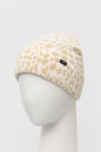 Дитяча шапка Vans VN000F9HBSM1 CHEETAH CHECK BEANIE колір бежевий з товстого трикотажу