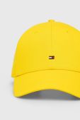 Бавовняна бейсболка Tommy Hilfiger колір жовтий однотонна